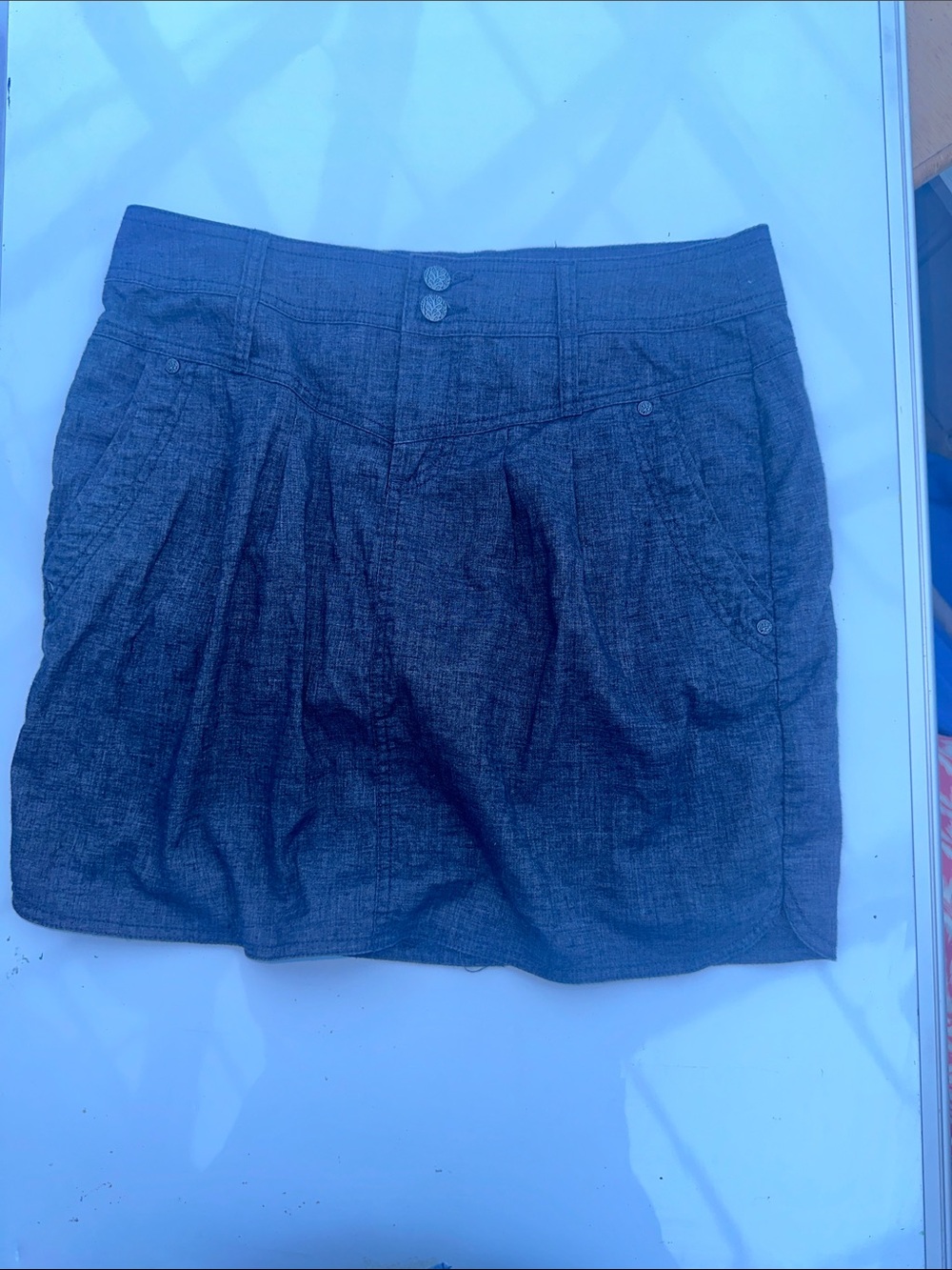 Prana Dark Gray Casual Mini Skirt with Pleats